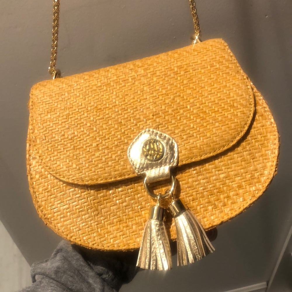 Lilly Pulitzer Gold Woven Crossbody Bag